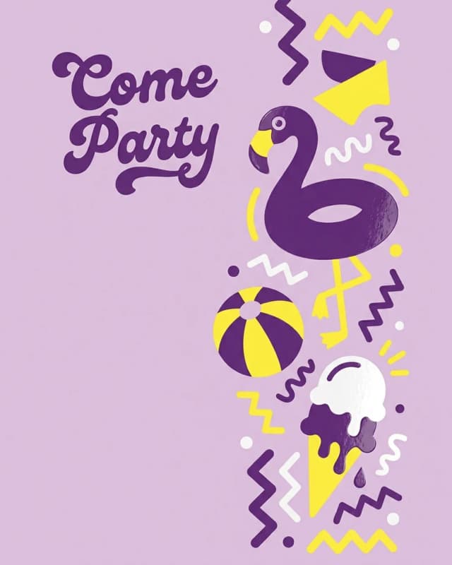 Come Party invitation design