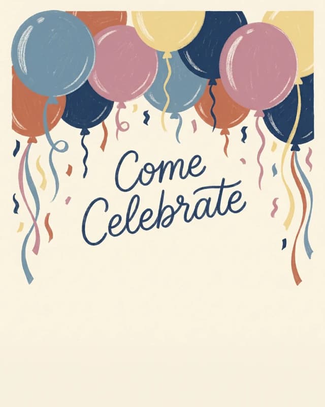 Come Celebrate invitation design