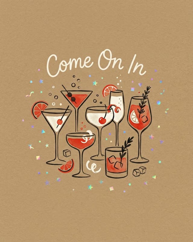 Come On In invitation design