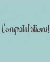 "Congratulations!" on sage, with mortarboards tossed overhead